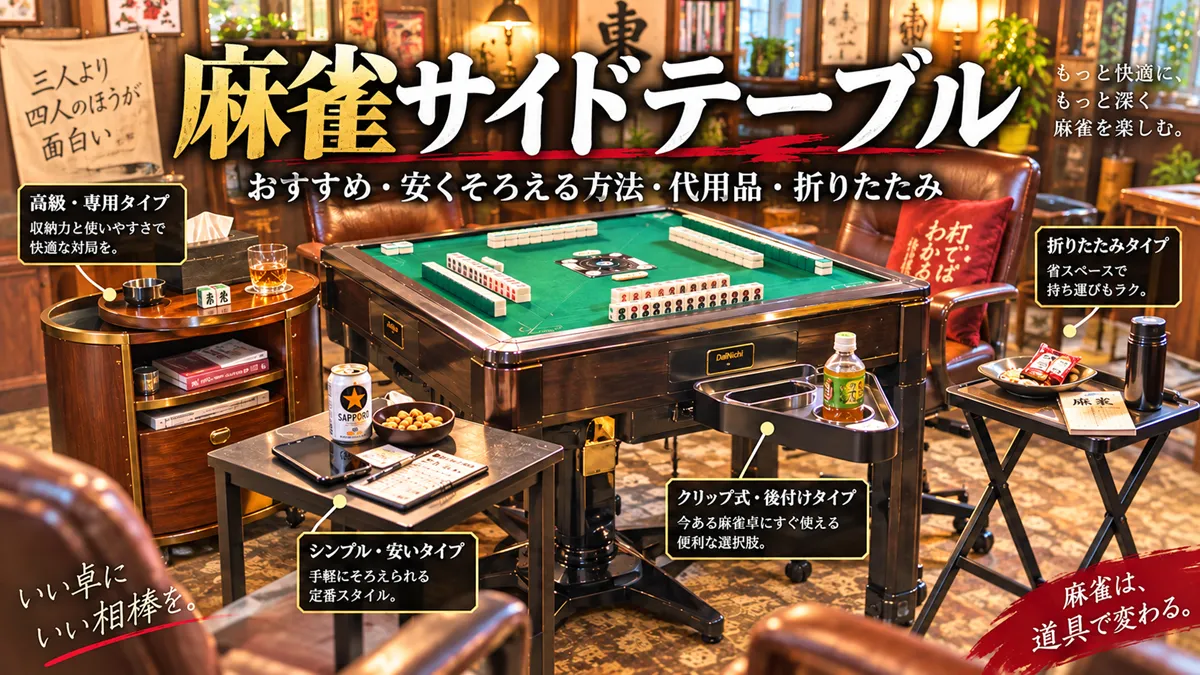 麻雀サイドテーブルのおすすめは？自宅用を安くそろえる方法・代用品・折りたたみを紹介！