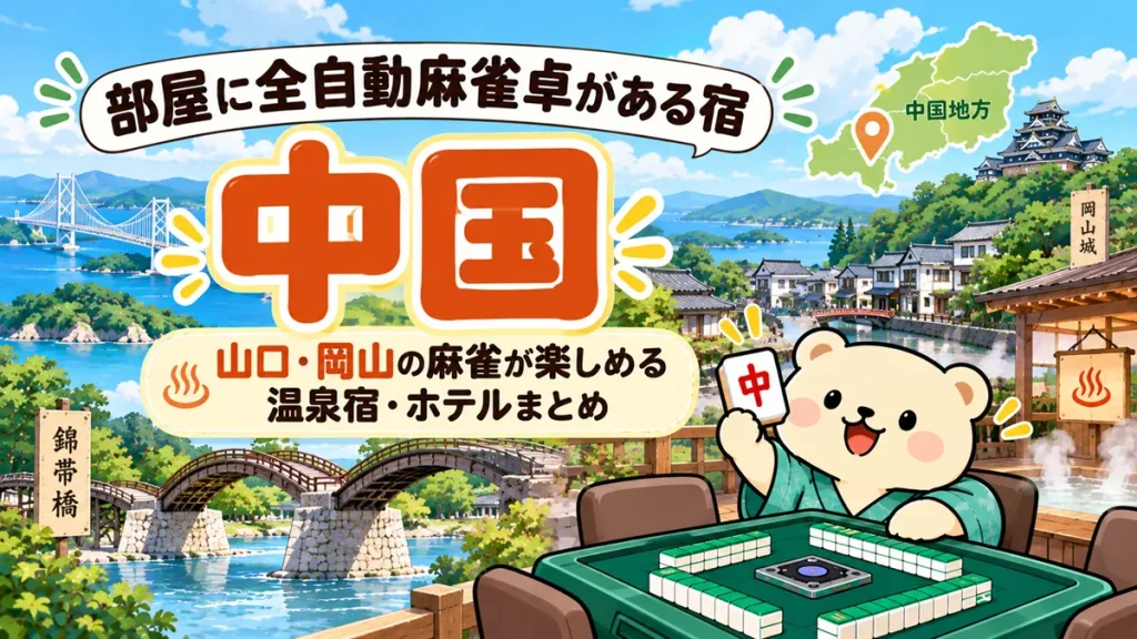 【中国】部屋に全自動麻雀卓がある宿｜山口・岡山の麻雀が楽しめる温泉宿・ホテルまとめ