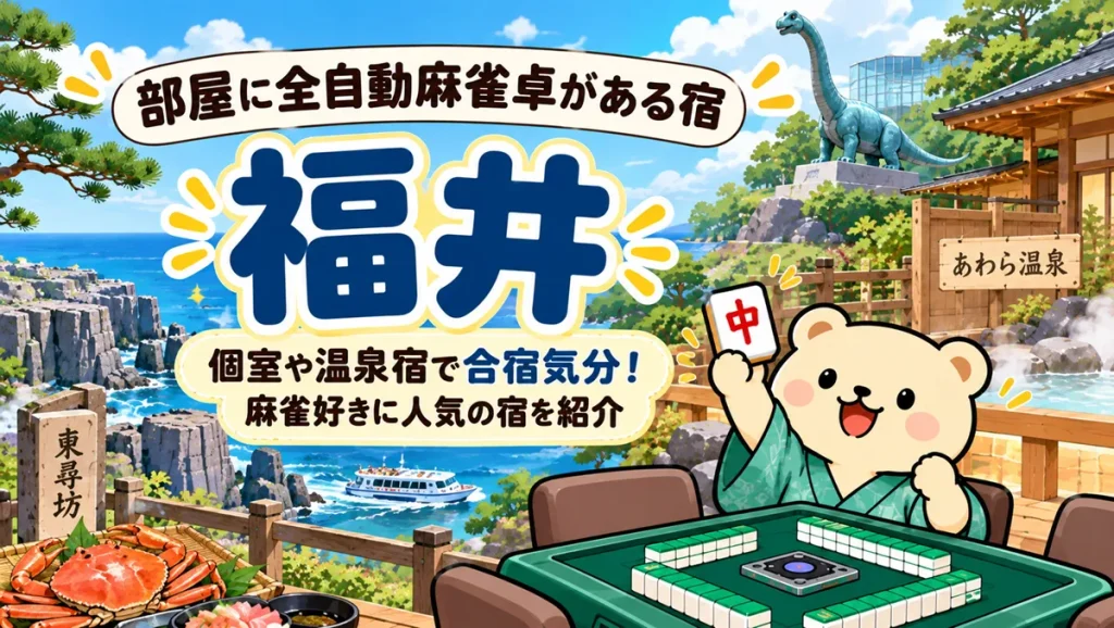 【福井】部屋に全自動麻雀卓がある宿｜個室や温泉宿で合宿気分！麻雀好きに人気の宿を紹介