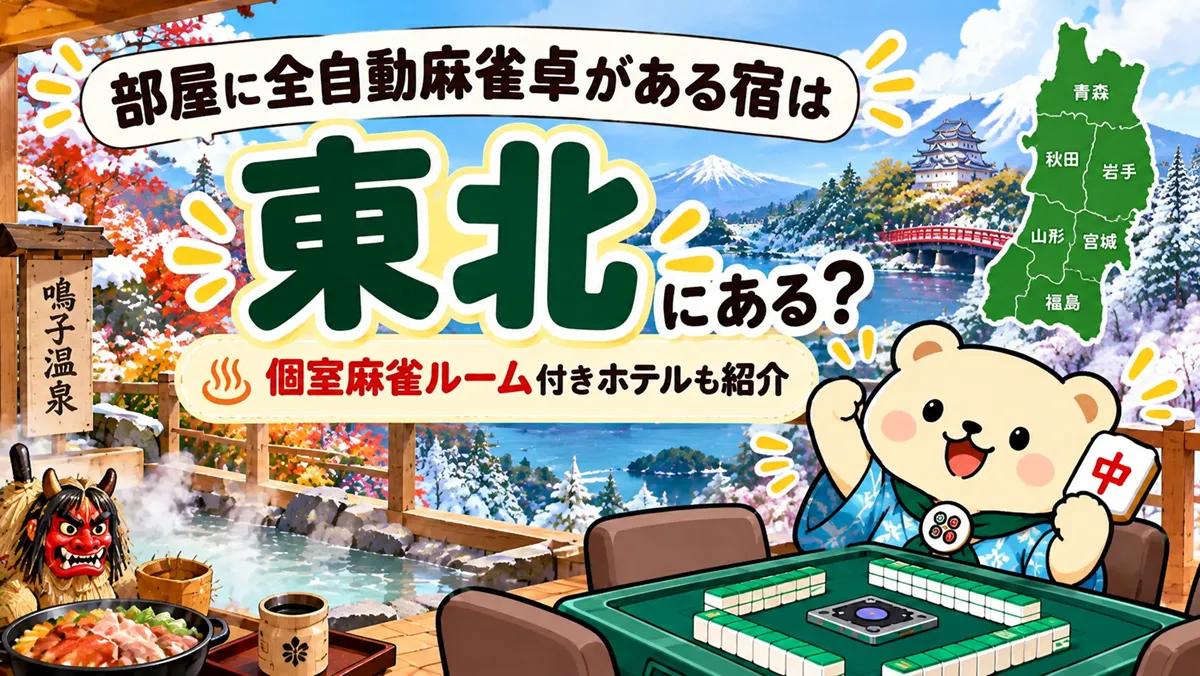 部屋に全自動麻雀卓がある宿は東北にある？個室麻雀ルーム付きホテルも紹介